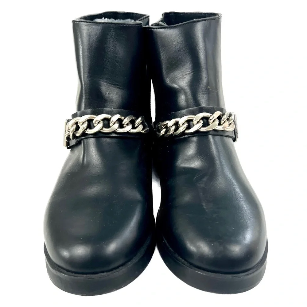 Zara Chain Black Booties - Size 37 / 6.5